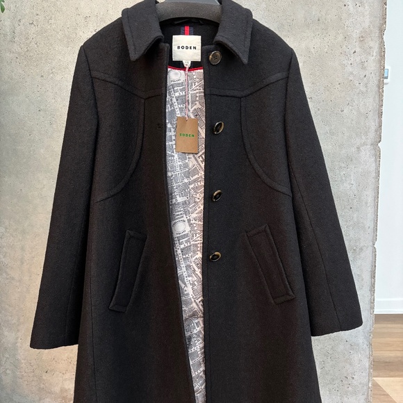 Boden Lincoln Textured Coat in Black -Size 10, 2025 Design, NWT - Picture 1 of 14